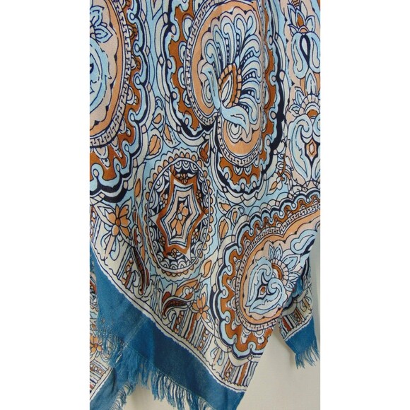 J Jill Paisley Poncho Shawl Womens One Size Open Front Fringe Boho Wrap - Picture 10 of 12